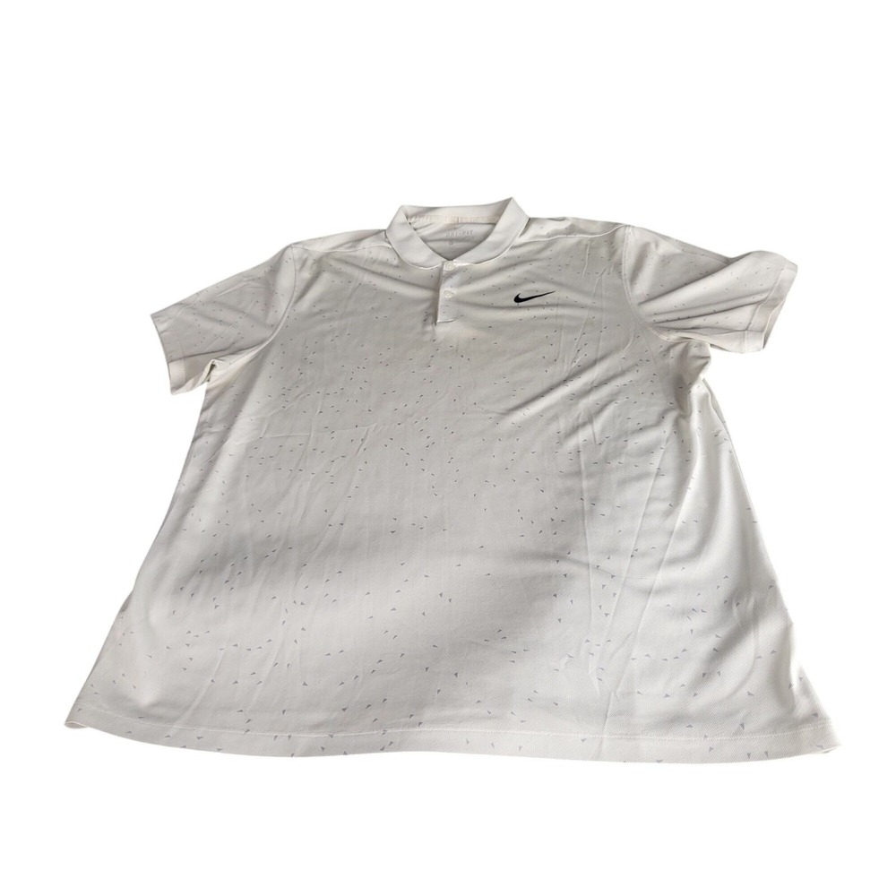 Nike Dri-FIT Victory Polo Mens XL White Printed Golf Shirt CU9841-100 Short Slvs
